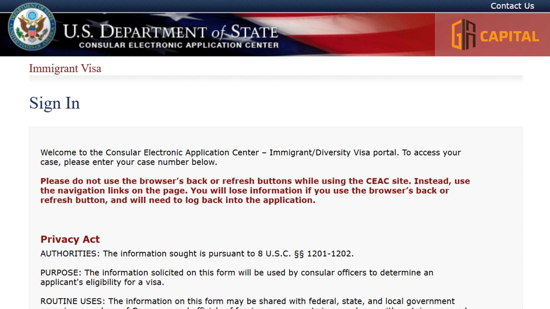 Sử dụng trang chính thức của U.S. Department of State để check visa